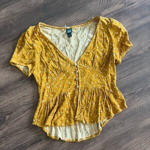 Wild fable mustard yellow floral top